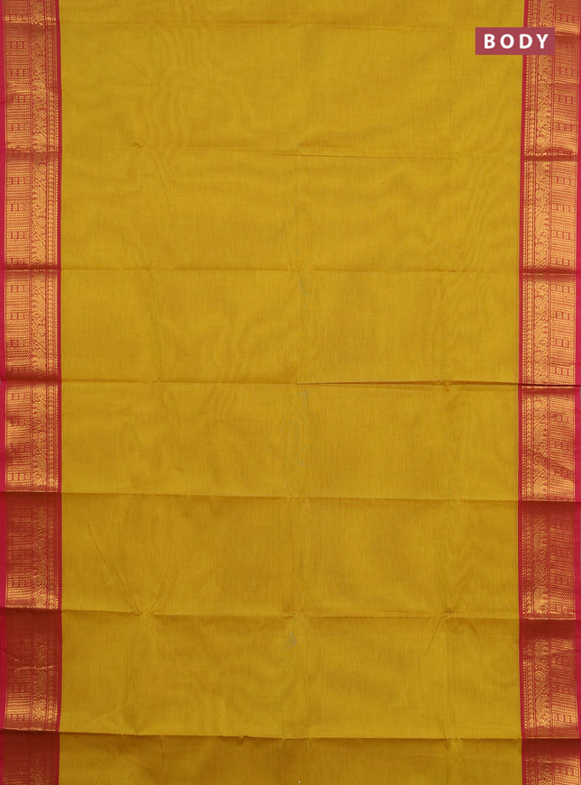 Chettinad cotton saree lime yellow and pink with plain body and zari woven border
