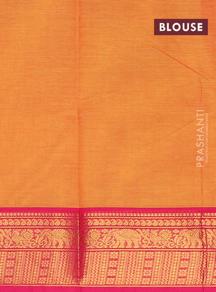 Chettinad cotton saree sunset orange and pink with plain body and zari woven border