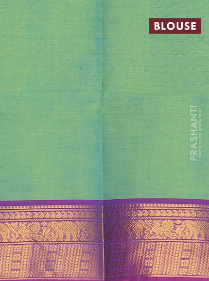 Chettinad cotton saree light green and magenta pink with plain body and zari woven border