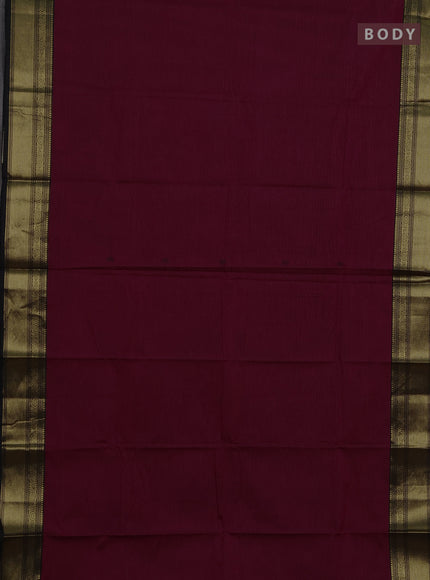 Chettinad cotton saree magenta pink and black with thread woven buttas and zari woven border