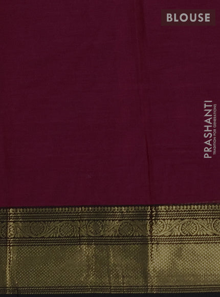 Chettinad cotton saree magenta pink and black with thread woven buttas and zari woven border