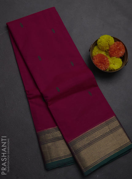 Chettinad cotton saree pink and green with thread woven buttas and zari woven border