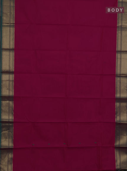 Chettinad cotton saree pink and green with thread woven buttas and zari woven border