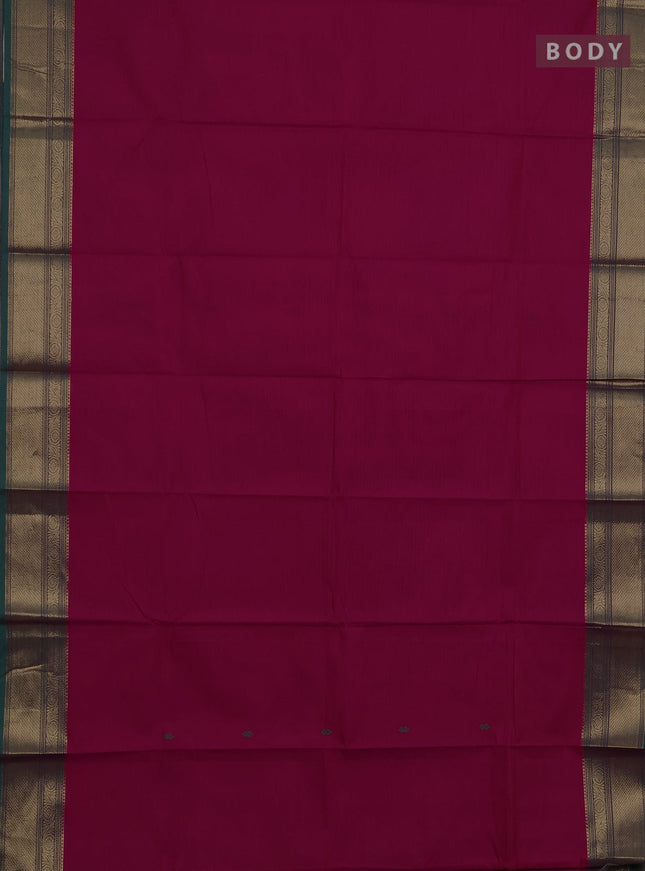Chettinad cotton saree pink and green with thread woven buttas and zari woven border