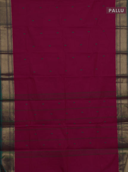 Chettinad cotton saree pink and green with thread woven buttas and zari woven border