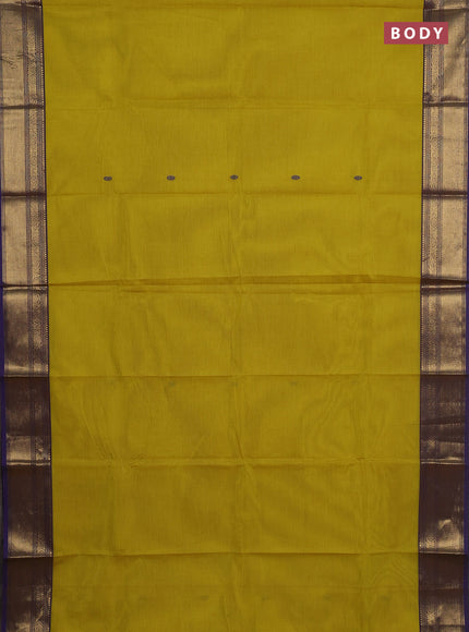 Chettinad cotton saree lime yellow and violet with thread woven buttas and zari woven border