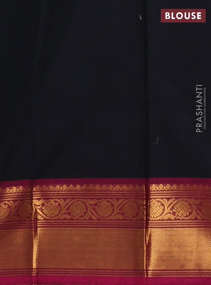 Chettinad cotton saree black and magenta pink with thread woven buttas and zari woven border