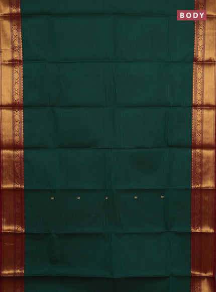 Chettinad cotton saree green and deep maroon with thread woven buttas and zari woven border