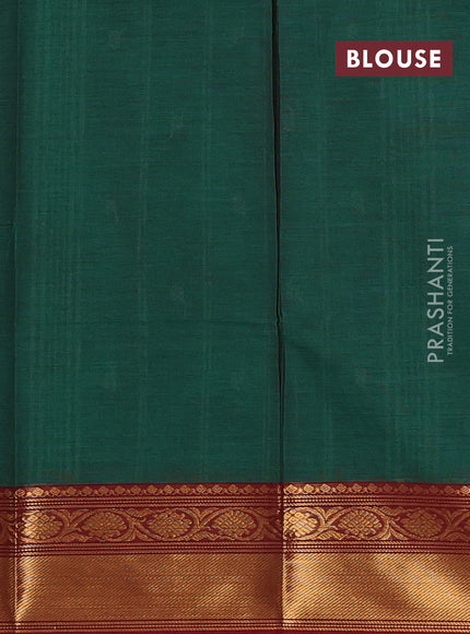 Chettinad cotton saree green and deep maroon with thread woven buttas and zari woven border