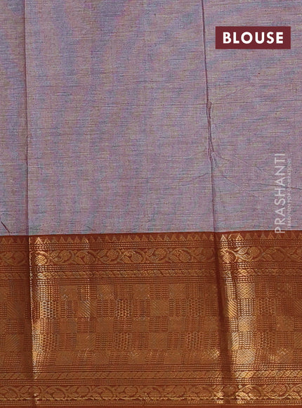 Chettinad cotton saree grey shade and dark mustard with thread woven buttas and long zari woven border