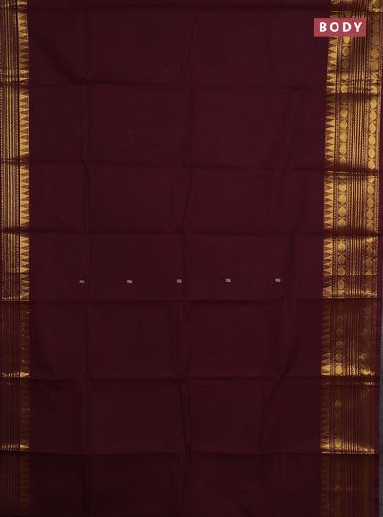 Chettinad cotton saree deep maroon with thread woven buttas and zari woven border