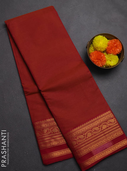 Chettinad cotton saree dual shade of pink and dark pink with plain body and zari woven border