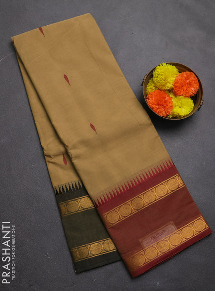 Chettinad cotton saree sandal with thread woven buttas and ganga jamuna border
