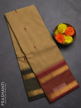Chettinad cotton saree sandal with thread woven buttas and ganga jamuna border