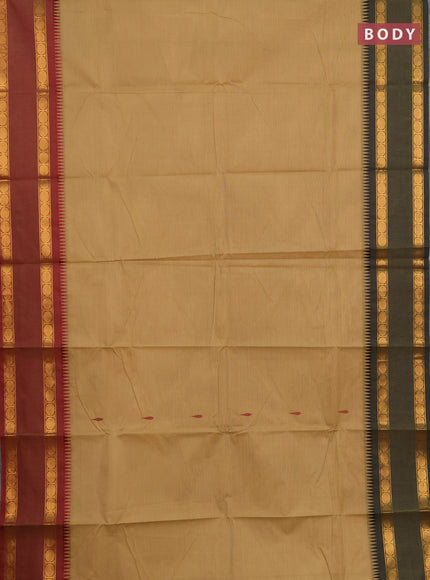 Chettinad cotton saree sandal with thread woven buttas and ganga jamuna border