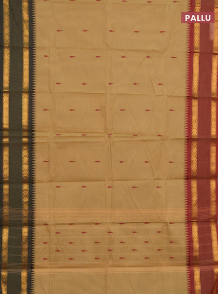 Chettinad cotton saree sandal with thread woven buttas and ganga jamuna border