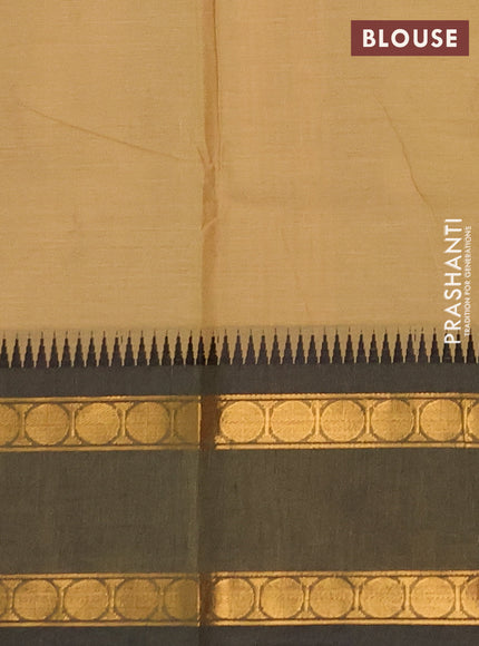 Chettinad cotton saree sandal with thread woven buttas and ganga jamuna border