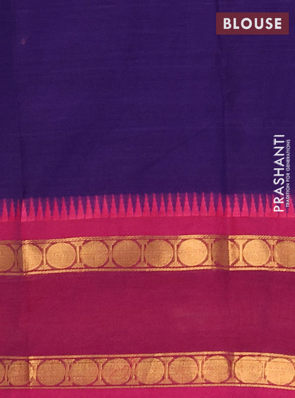 Chettinad cotton saree violet with thread woven buttas and ganga jamuna border