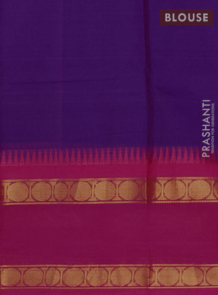 Chettinad cotton saree violet with thread woven buttas and ganga jamuna border