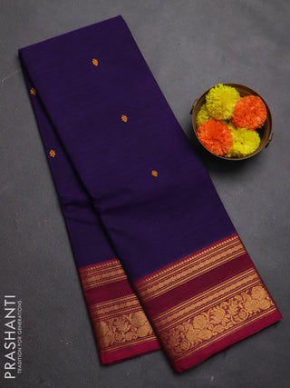 Chettinad cotton saree violet and magenta pink with thread woven buttas and zari woven border