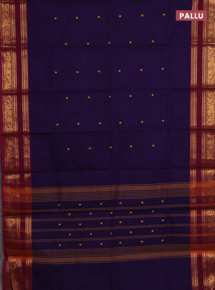 Chettinad cotton saree violet and magenta pink with thread woven buttas and zari woven border