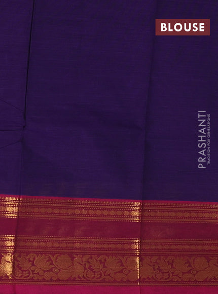 Chettinad cotton saree violet and magenta pink with thread woven buttas and zari woven border