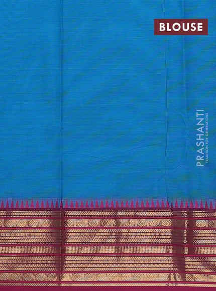 Chettinad cotton saree cs blue and pink with thread woven buttas and zari woven border