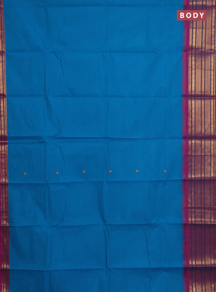 Chettinad cotton saree cs blue and pink with thread woven buttas and zari woven border