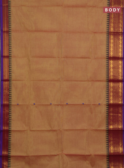 Chettinad cotton saree dual shade of pinkish green and violet with thread woven buttas and zari woven border