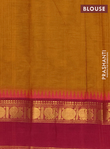 Chettinad cotton saree mustard yellow and pink with thread woven buttas and rettapet zari woven border
