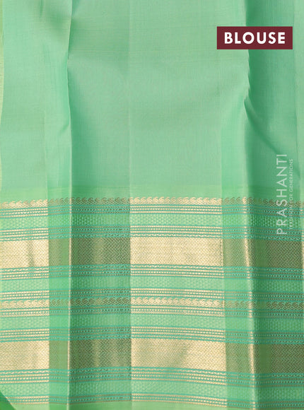 Peacock Blue & Pista Green Pure kanchipuram silk saree