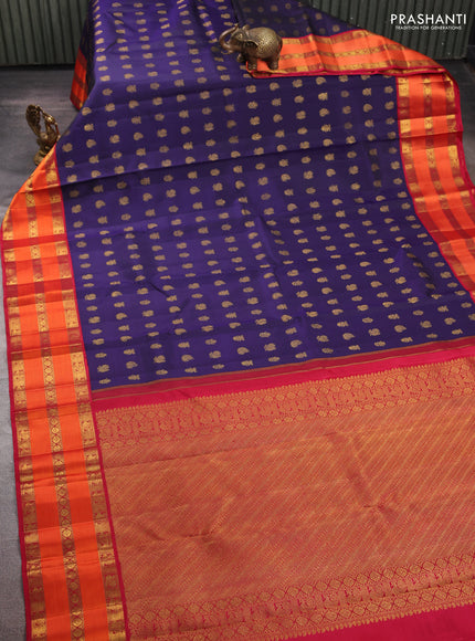 Blue & Red Pure kanchipuram silk saree Butta