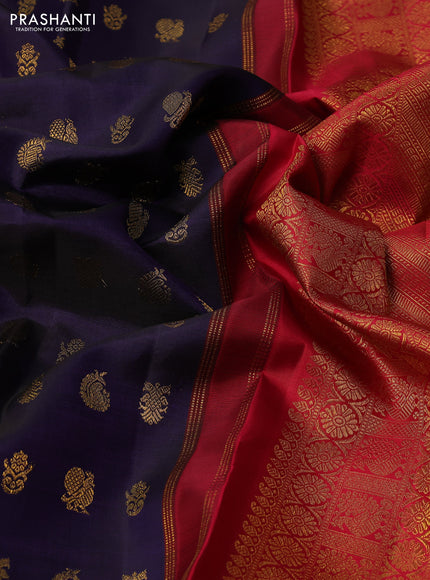 Blue & Red Pure kanchipuram silk saree Butta