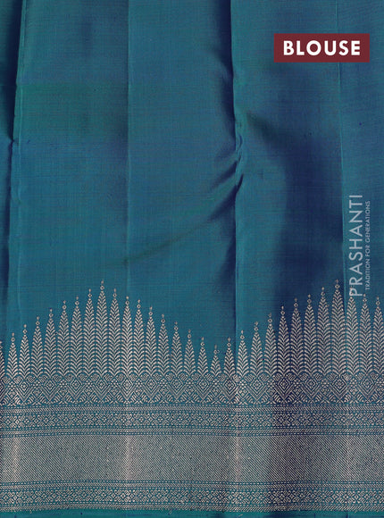 Peacock Blue Pure kanchipuram silk saree Brocade