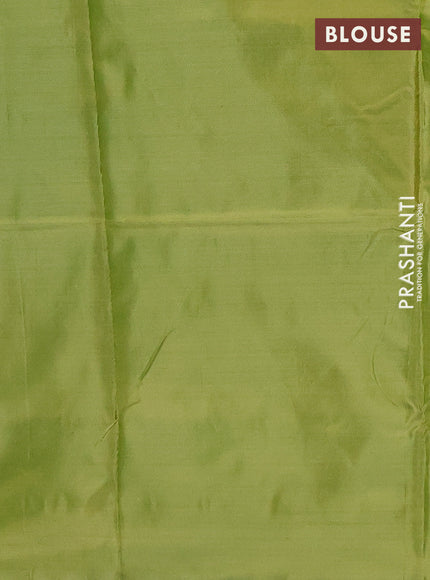 Banana pith saree light green and green with thread woven buttas and contrast border