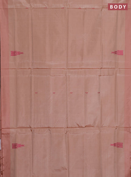 Banana pith saree beige and pastel maroon with thread woven buttas and contrast border