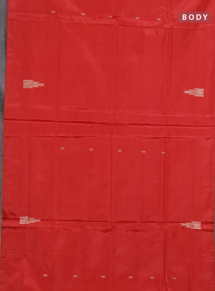 Banana pith saree maroon and sandal with thread woven buttas in borderless style