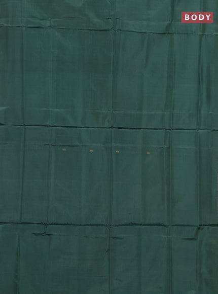 Banana pith saree green and beige with thread woven buttas in borderless style