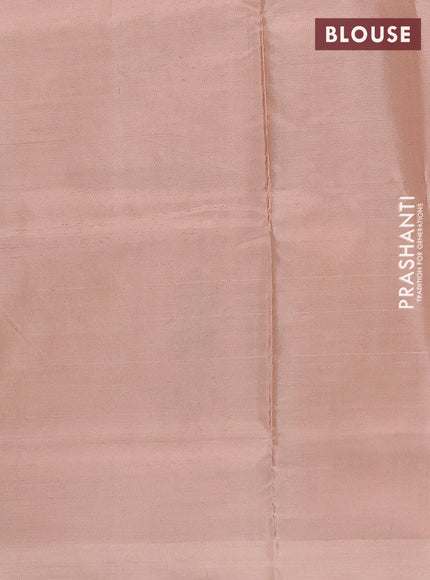 Banana pith saree green and beige with thread woven buttas in borderless style