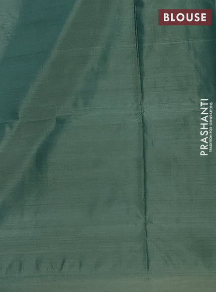 Banana pith saree dual shade of red and green with thread woven buttas and piping border