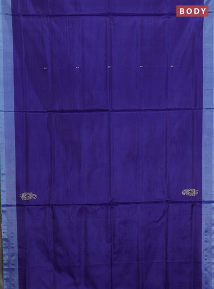 Banana pith saree blue and teal blue with thread woven buttas and contrast border