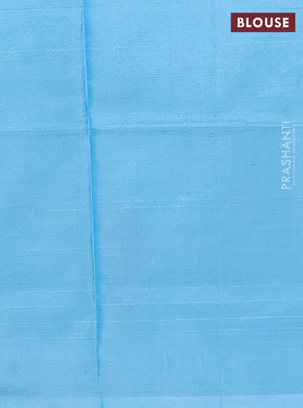 Banana pith saree blue and teal blue with thread woven buttas and contrast border
