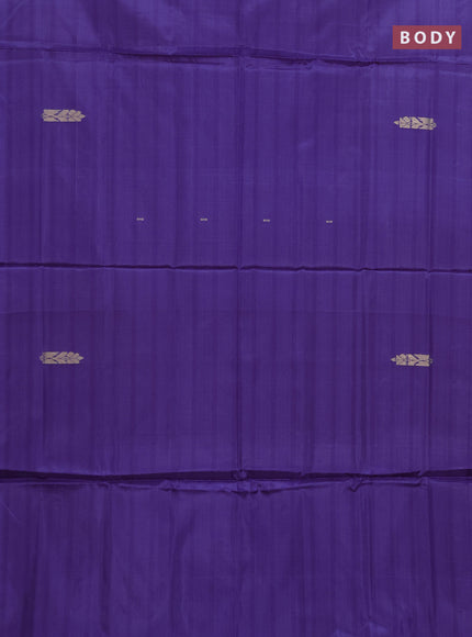 Banana pith saree violet and teal green with thread woven buttas in borderless style