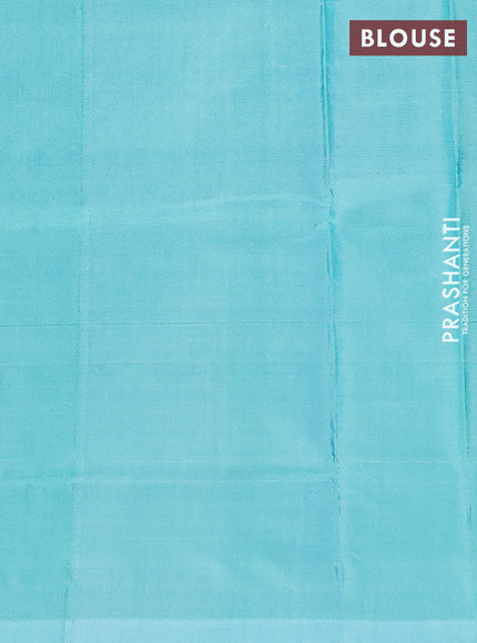 Banana pith saree violet and teal green with thread woven buttas in borderless style