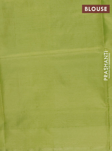 Banana pith saree elaichi green and light green with thread woven buttas and contrast border