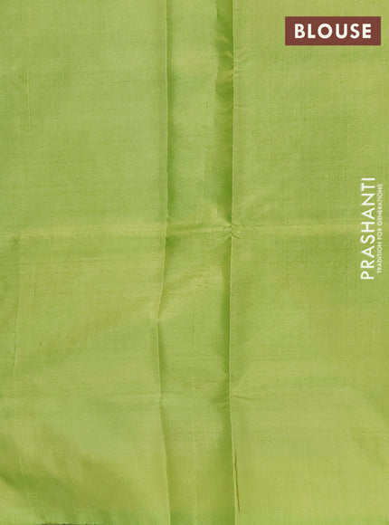 Banana pith saree blue and light green with thread woven buttas and contrast border
