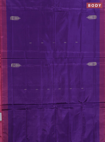 Banana pith saree violet and pink with thread woven buttas and contrast border