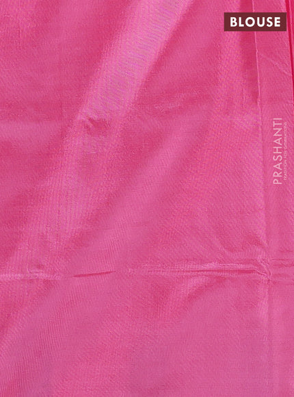 Banana pith saree violet and pink with thread woven buttas and contrast border