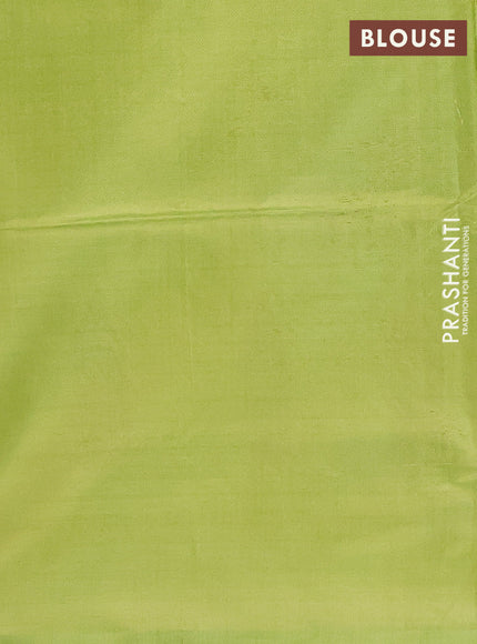 Banana pith saree blue and light green with thread woven buttas and contrast border