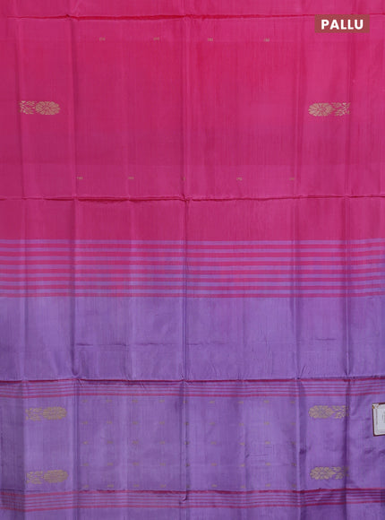 Banana pith saree pink and lavender with thread woven buttas in borderless style